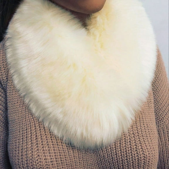 Women's Winter Faux Fur Scarf Collar, Warm Shawl Neck Wrap with Animal-Friendly Plush Material, Vintage 1920s Inspired Fashion Accessory for Cold Weather, Themed Parties and Holiday Events - Beige
