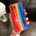 thumbnail image 1 of Compatible with iPhone Case,Bling Glitter Rainbow Pattern Hard PC Back Stripe Girls Woman Frosted Soft TPU Bumper Silicone Case for iPhone 12mini (Red), 1 of 7