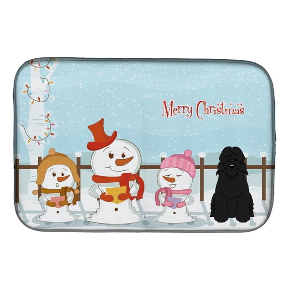 Merry Christmas Carolers Bouvier des Flandres Dish Drying Mat