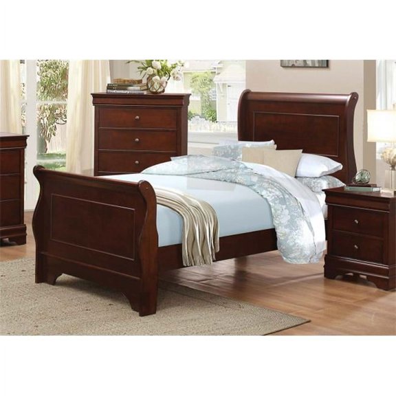 Homelegance 1856T-1 Abbeville Collection Twin Sleigh Bed, Brown Cherry - Headboard - 50.25 in. & Footboard - 30.5 in.