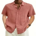 thumbnail image 1 of Men‘s Linen Casual Short Sleeve Shirts Button Down Summer Beach Shirt，M Light Blue, 1 of 5