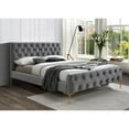 thumbnail image 2 of Omax Decor France Wood and Fabric Upholstered Queen Platform Bed in Charcoal, 2 of 4