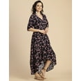 thumbnail image 2 of Moomaya V Neck Printed Rayon 3/4 Sleeve Wrap Dress - Women's Stylish Wrap Dress, 2 of 9