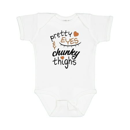 

Inktastic Pretty Eyes and Chunky Thighs Brown Hearts Boys or Girls Baby Bodysuit