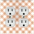 thumbnail image 1 of Metal Light Switch Wall Plate Outlet Cover (Tan Gingham Picnic Wallpaper - Double Duplex), 1 of 2