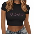 thumbnail image 1 of Plebaso T-Shirts Graphiques Courts pour Femmes Manches Courtes Imprimé Slim Col Rond T-Shirts d'Été Décontractés pour Femmes, 1 of 5