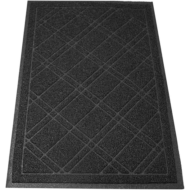 Universal Door Mat, Plaid Design Black, 42 x 35 Anti Slip, Durable