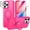Hot Pink, variant on CASEFIV for iPhone 16 Case,with Magnetic Invisible Stand [Military Drop Protection] [Compatible with MagSafe] Shockproof Slim Translucent Case with 2 Screen Protector+2 Lens Protector,Black
