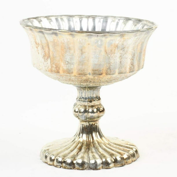 Koyal Wholesale 4.5Inch Burnt Gold Glass Compote Bowl Pedestal Flower