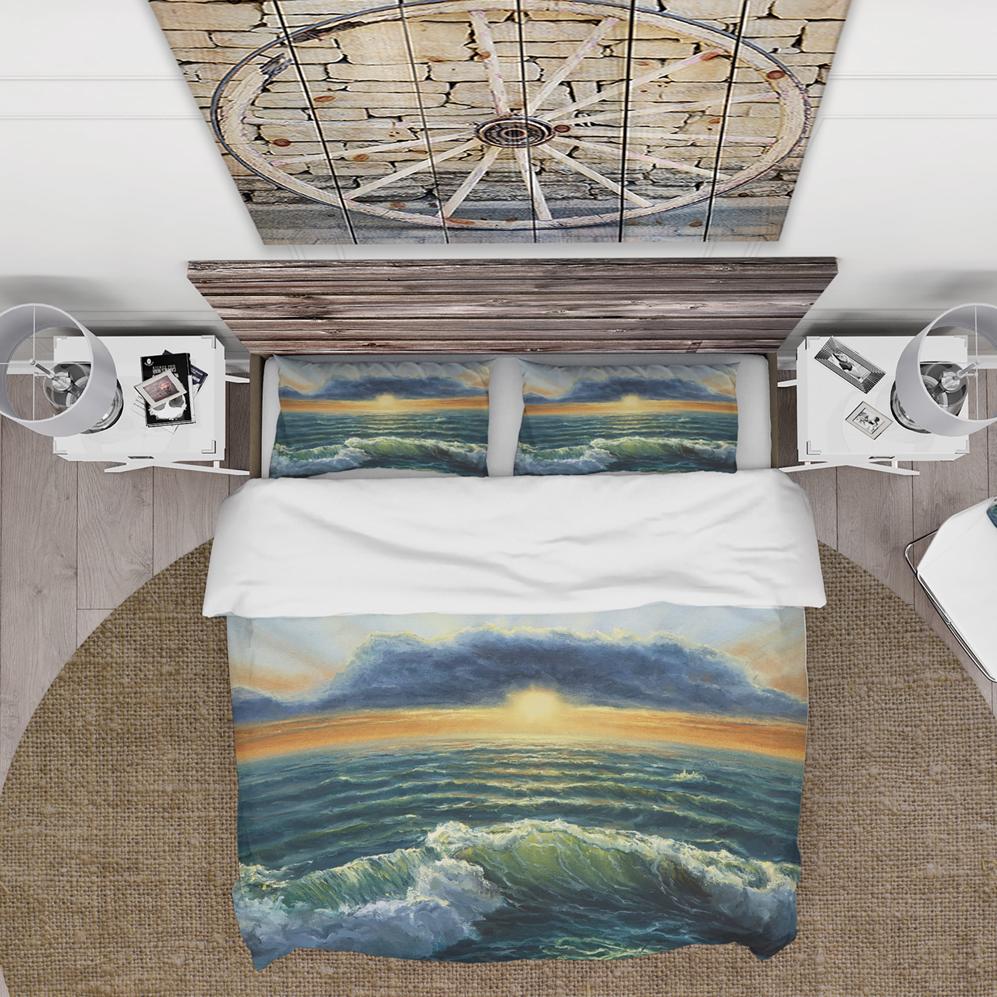 Designart 'Sunset Over Cloudy ocean' Sea & Shore Duvet Cover Set