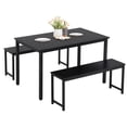 thumbnail image 2 of BTMWAY Dining Table Set with 2 Benches, 3 Piece Wood Dining Room Table Set with Metal Frame, Industrial Style Dinette Set for Kitchen Breakfast Nook, Heavy Duty Dinner Table Set for 4, Black, 2 of 12