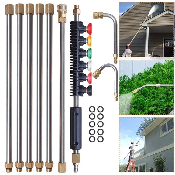 Pressure Washer Extension Wand,Gutter Cleaning Tools Attachment, Power Washer Lance with 6 Spray Nozzle Tips, 1/4" Quick Connect, 4000 PSI