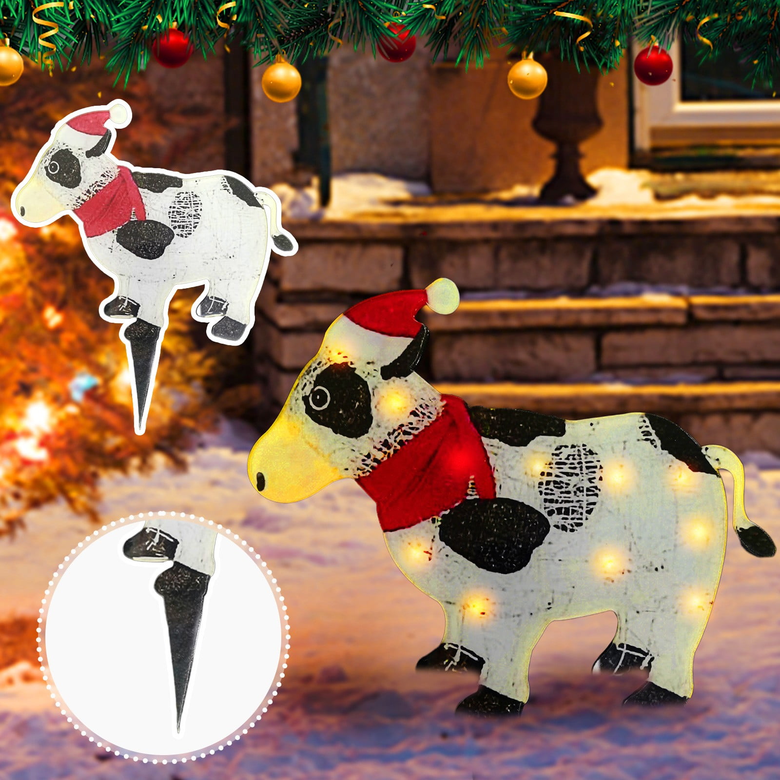 New Arrival Christmas Outdoor Decoration Glowing Cow Floor Community Xmas  Party Christmas Ornaments New Year 2023 - Walmart.com