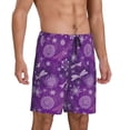 thumbnail image 2 of Honeii Purple Snowflakes Print Men's Pajama Sleepwear Shorts - a comfy pajama bottom and lounge short for Relaxed Home Wear-Medium, 2 of 6