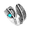 thumbnail image 6 of Feather Spoon Ring 925 Sterling Silver Feather Turquoise Spoon Ring Adjustable Thumb Ring Vintage Feather Ring for Women, 6 of 8