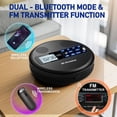 thumbnail image 2 of Reproductor de CD portátil con Bluetooth y transmisor FM para coche, batería recargable 15h, pantalla LCD, anti-saltos, altavoces estéreo, negro, 2 of 6