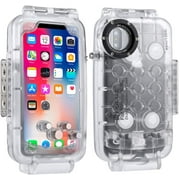 40m / 130ft Smartphone Waterproof Case for iPhone X/iPhone Xs Deep Sea Diving Case Support Shockproof Snowproof Dirtproof IP68 Underwater Housing (Transparent for for iPhone X/iPhone Xs)