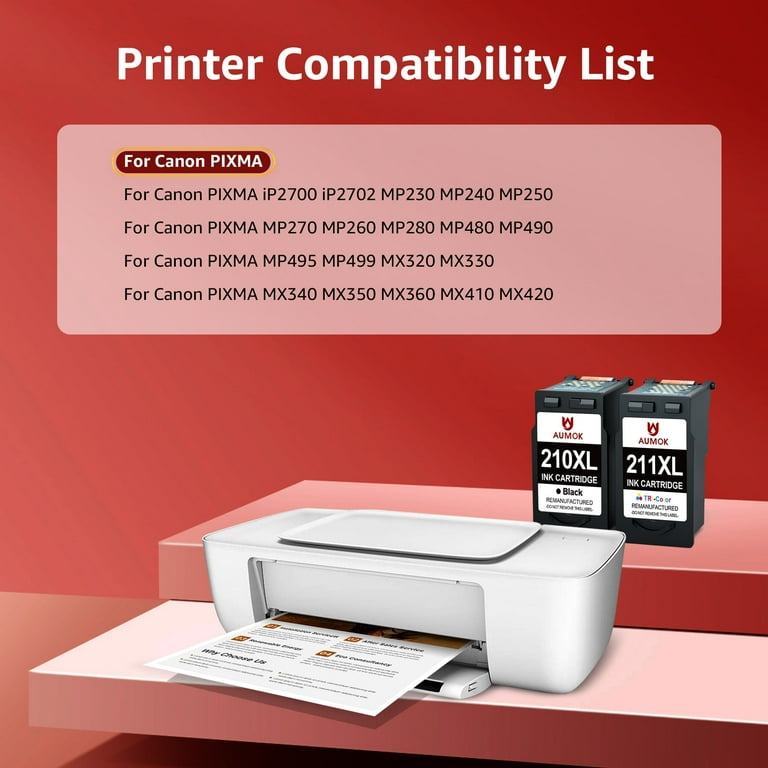 210XL 211XL Ink Cartridges Replacement for Canon Ink 210 and 211 for PIXMA IP2702 MP230 MP240 MP250 MP280 MP480 MP490 MP495 MX320 MX330 MX340 Printer
