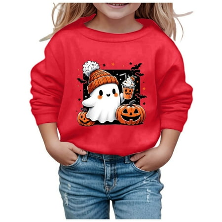 

Kids Hoodie Halloween Winter Clothes Oversized Hooded Sweatshirt for Girls Halloween Printed Long Sleeve Pullover Shirt Cute Hoodie for Teen Girls 10-11