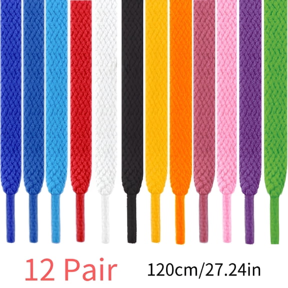 VANIDO Shoe Laces Flat Coloured Trainer Boot Shoes Short Long Thin Kids Shoelaces