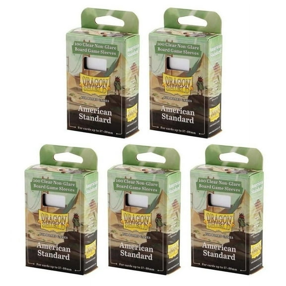 5 Packs Dragon Shield Board Game Sleeves 100 ct Standard American Size Card Sleeves Value Bundle!