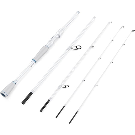 Travel Fishing Rod 6 Foot Light Medium Power 4 Piece Spinning Rod with IM6 Graphite Blank Stainless Steel Guides Ceramic Rings Split EVA Handle