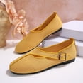 thumbnail image 5 of Samdudou Dress Shoes for Women Closed Toe Round Front Slip On Flats Unique Asymmetrical Buckle Strap Woven Textured Fabric Minimalist Aesthetic Everyday Footwear, 5 of 7