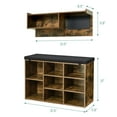 thumbnail image 5 of TROPOW Hall Tree Shoe Bench Industrial 6 in 1 Coat/Shoe Rack with 5 Hooks, 9 Storage Cubbies with Bookshelf and Small Blackboard, for Entryway, Hallway, Living Room (Brown, 31.5 inch), 5 of 7