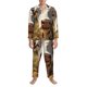 thumbnail image 3 of Balery Countryside Flower Cow Pijama para Hombre de Dos Piezas con Manga Larga, Conjunto de Dormir y Descanso Suave con Bolsillos-Small, 3 of 7