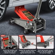 3 Ton Low Profile Floor Jack 5.31-18.11 Inch Lift, 6600 LB Hydraulic Car Jack with Wheels for Garage Auto Repair,Red
