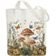 thumbnail image 1 of Bolsa de lona reutilizable de algodón con diseño de setas y bosque para mujer, bolso de hombro de tela resistente con bolsillos con cremallera para ir de compras, vacaciones, trabajo y gimnasio., 1 of 9