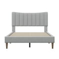 thumbnail image 2 of Full Size Upholstered Platform Bed Frame with Vertical Channel Tufted Headboard, Modern Linen Fabric Full Bed Frames with Wood Slats Support,No Box Spring Needed,Gray, 2 of 8