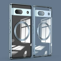 ELEHOLD MagSafe Compatible Google Pixel 7A Magnetic Case, Crystal Clear Back Plating Bumper Shockproof Protective Case with Camera Protector for Google Pixel 7A,Blue