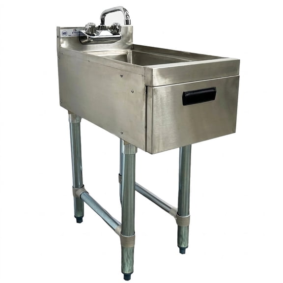 NSF Commercial Underbar Hand Sink – 23" x 12" Stainless Steel Bar Sink with Faucet, Integrated Soap Dispenser & Paper Towel Holder, Heavy-Duty Restaurant Hand Wash Station