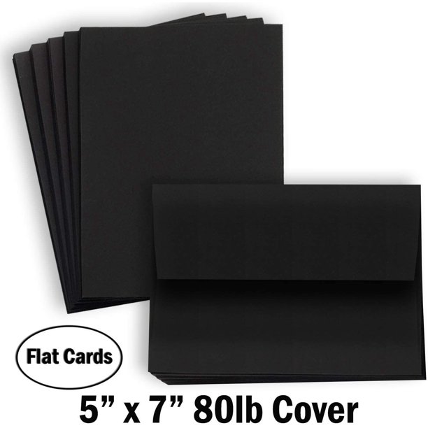 Hamilco Black Colored Cardstock Thick paper Blank Note Greeting