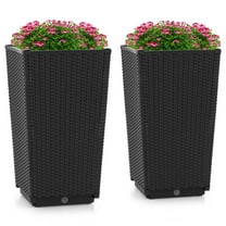 Resenkos Outdoor Wicker Flower Pot Set of 2 with Drainage Hole for Porch Balcony