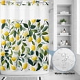 thumbnail image 4 of No Hook Shower Curtain with Built-in Rings - Summer Yellow Lemons Washable Waterproof Fabric Bathroom Curtains for Hotel,Rentals, 72X 96 Inch Extra Long , Green Leaves Tropical Print, 4 of 9