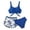 Blue, variant on Krdevn Girls Wrap Crop Tankini 2 Piece Swimsuit with Palm Print Shorts Color:Blue,Size:13-14 Years