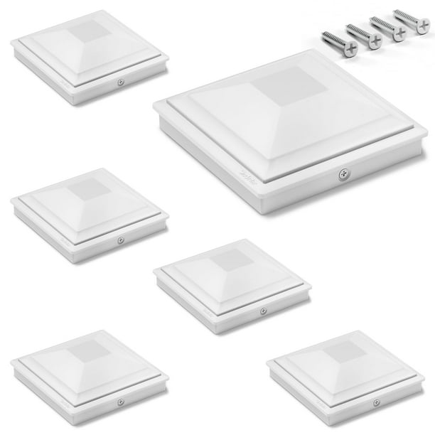 Post Caps SiedInlar, 5 x 5 unidades, color blanco, impermeable, paquete de 6 unidades