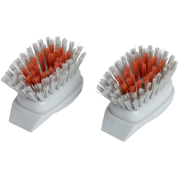Smart Design Replacement Head for Non Scratch Soap Dispensing Dish Brush - Set of 2 - Built-in Scraper - Long Lasting Bristles - Odor Resistant - Cleaning Pots, Pans, & Plates - Gray and Sunset Orange