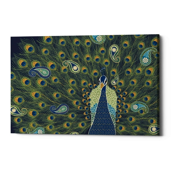 Epic Graffiti 'Peacock Paradise VI' by Veronique Charron, Canvas Wall Art, 60"x40"