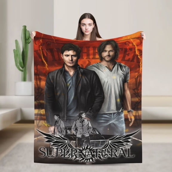 Supernatural Flannel Blanket Funny Ultra-Soft Micro Warm Throw Blanket For Boys Girls Young Adults, Warm Flannel Blanket For Living Room Bedroom Couch Bed 80"X60"
