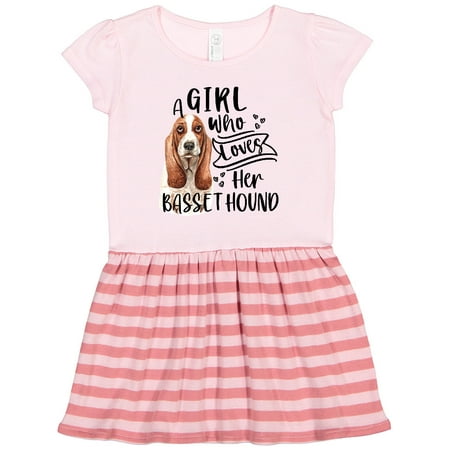 

Inktastic A Girl Who Loves Her Bassett Hound Gift Toddler Girl Dress