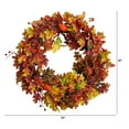 thumbnail image 2 of Nearly Natural 32" Autumn Oak Leaf, Berries and Pumpkin Artificial Wreath, Orange, 2 of 4