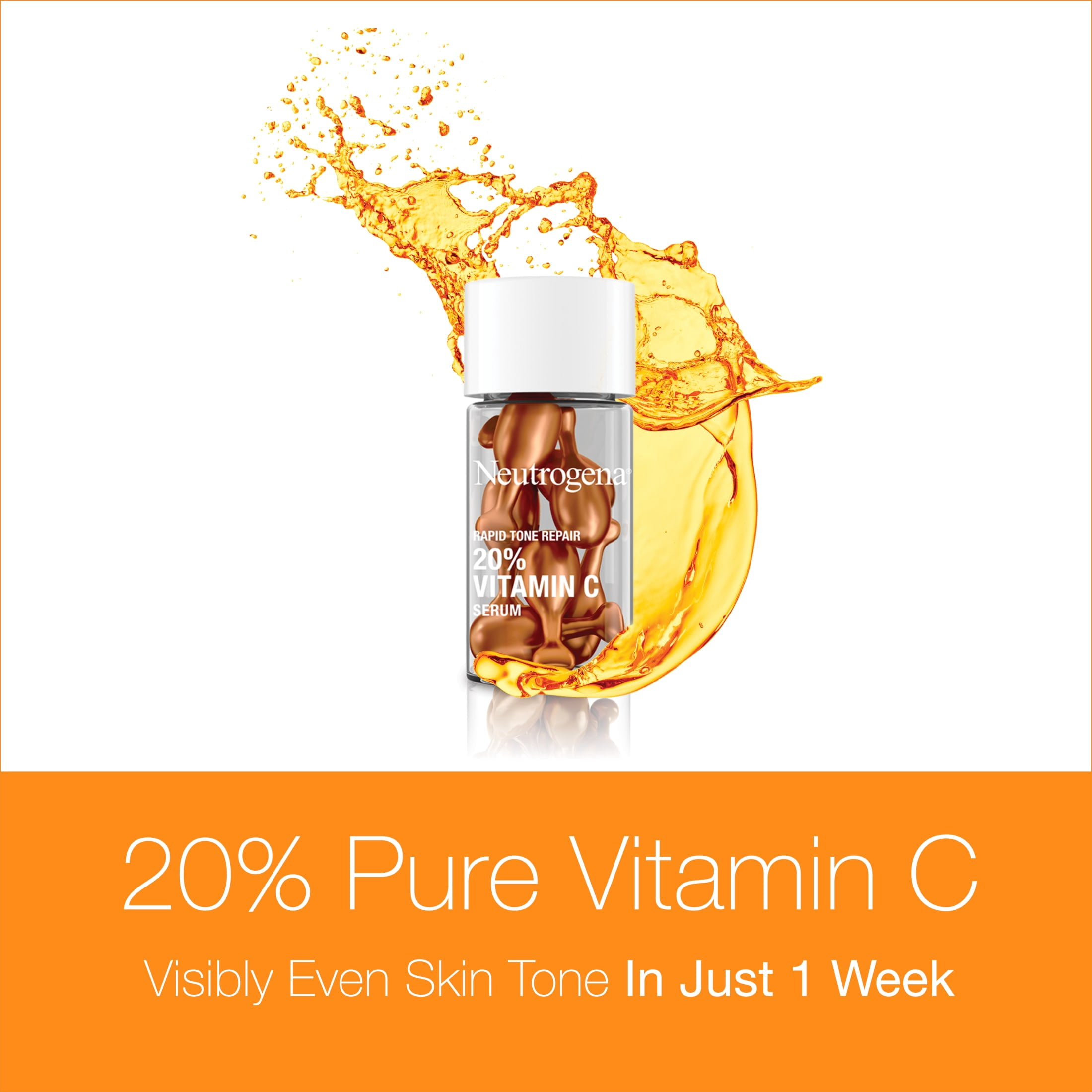 Neutrogena Rapid Tone Repair 20% Vitamin C Face Serum Capsules, 7 Ct