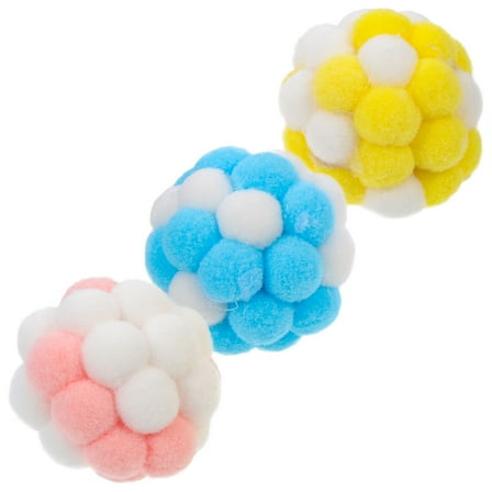 FRCOLOR 3 Pcs Cat Toy Plush Plush Cat Balls Cat Plaything with Jingle 4.3x4.3cm Colorful