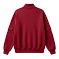 thumbnail image 4 of Women's Soft Fleece Lined Half Zip Sweatshirt Oversized Stand Collar Long Sleeve Pullover Tops Casual Fall Winter Street Outerwear Red, 4 of 6