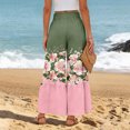 thumbnail image 5 of Women’s Casual Pants Flared Leg Wide Leg with Ties Ruffle Harem Palazzo Pants with Pockets Pink L, 5 of 5