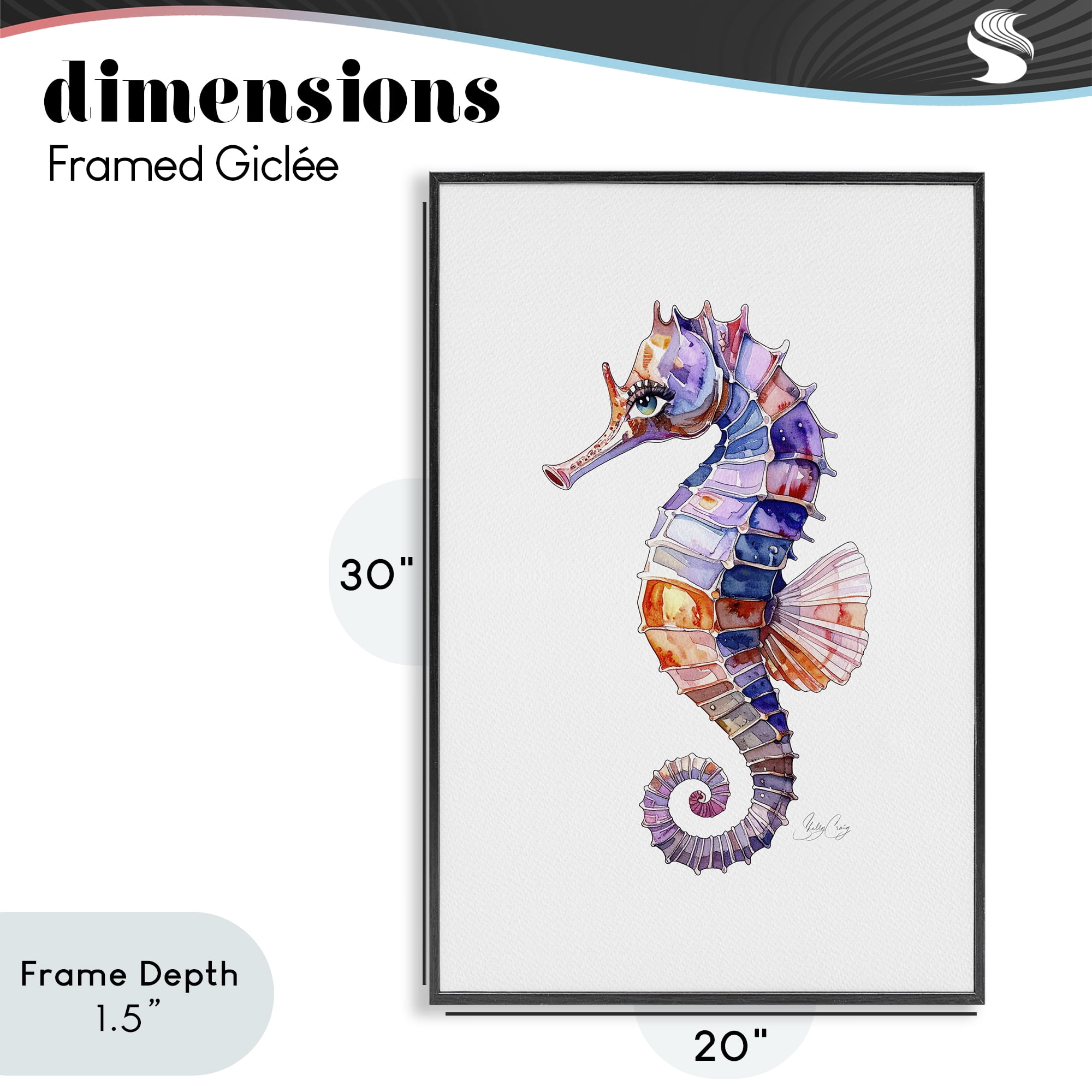 Stupell Industries Sea Whisper Seahorse Black Framed Giclee Art, design by Shelly Craig