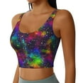 thumbnail image 2 of Rateoe Bright Universe Print Womens' Sports Bras Scoop Neck Sports Vest- Padded U Back Seamless High Impact Support, 2 of 7